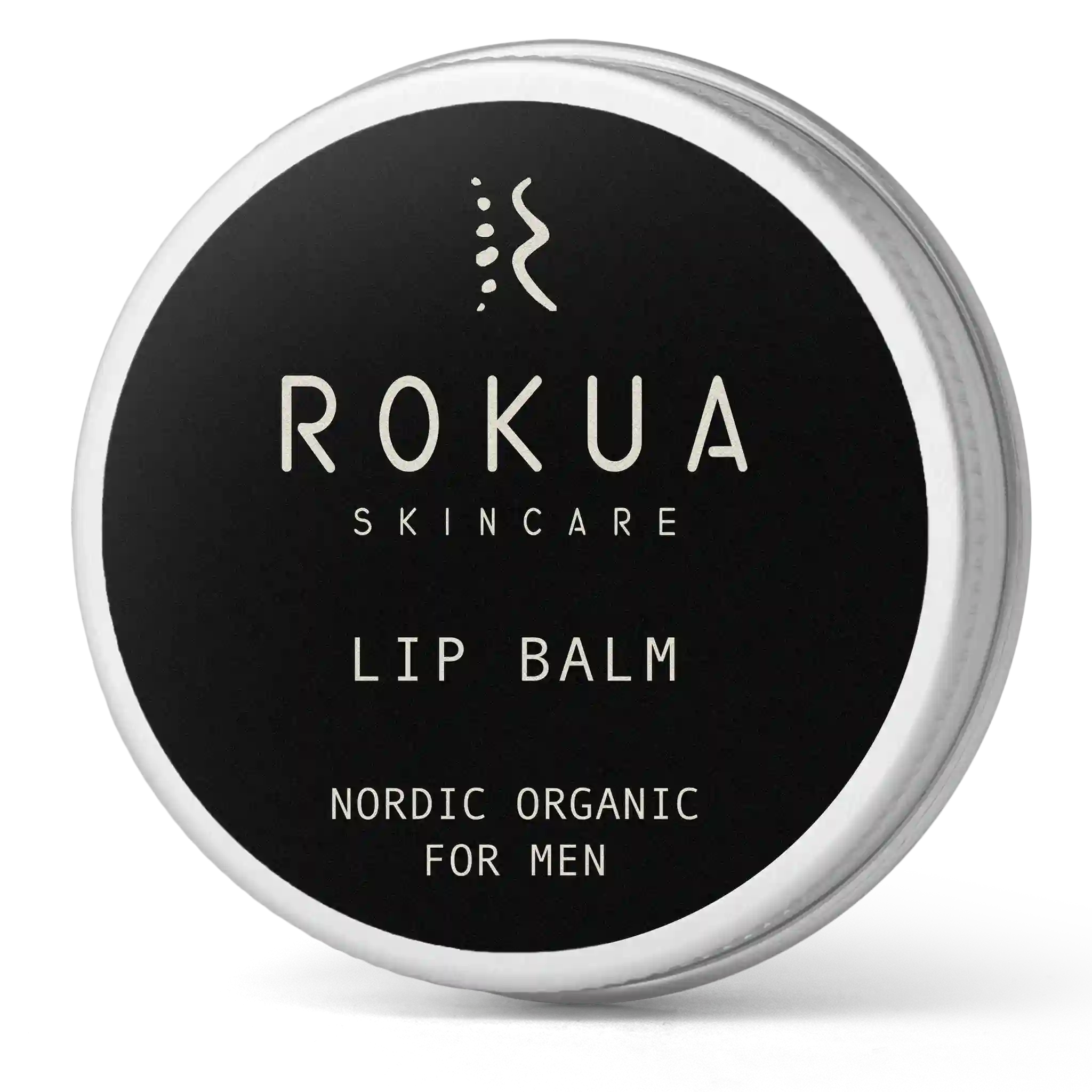 Rokua huulibalsami 10ml luonnollinen kosteuttava ja suojaava huulirasva miehille mustassa purkissa