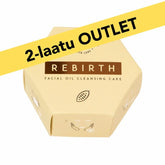 2-laatuinen Rebirth öljypuhdistuskakku kasvoille luonnollisilla ainesosilla ja antioksidanteilla, vegaaninen ja pH-neutraali kuivan ihon hoitoon.