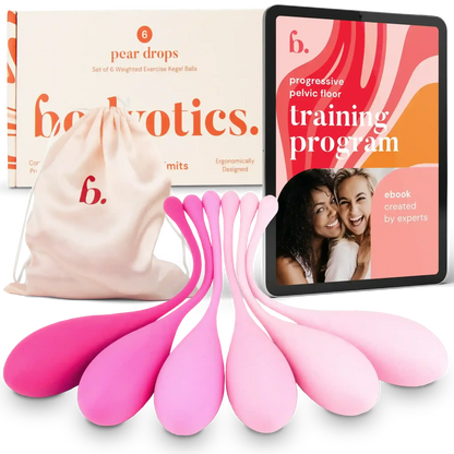 Bodyotics pink kegel weights set with storage pouch and pelvic floor training program ebook for lantionpohjalihakset exercises
