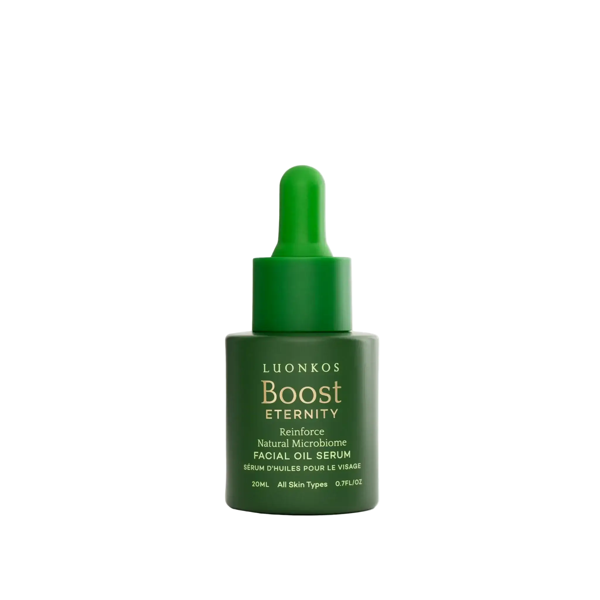 Luonkos Boost Eternity facial oil serum 20ml for all skin types with natural microbiome, moisturizing and strengthening skin barrier.