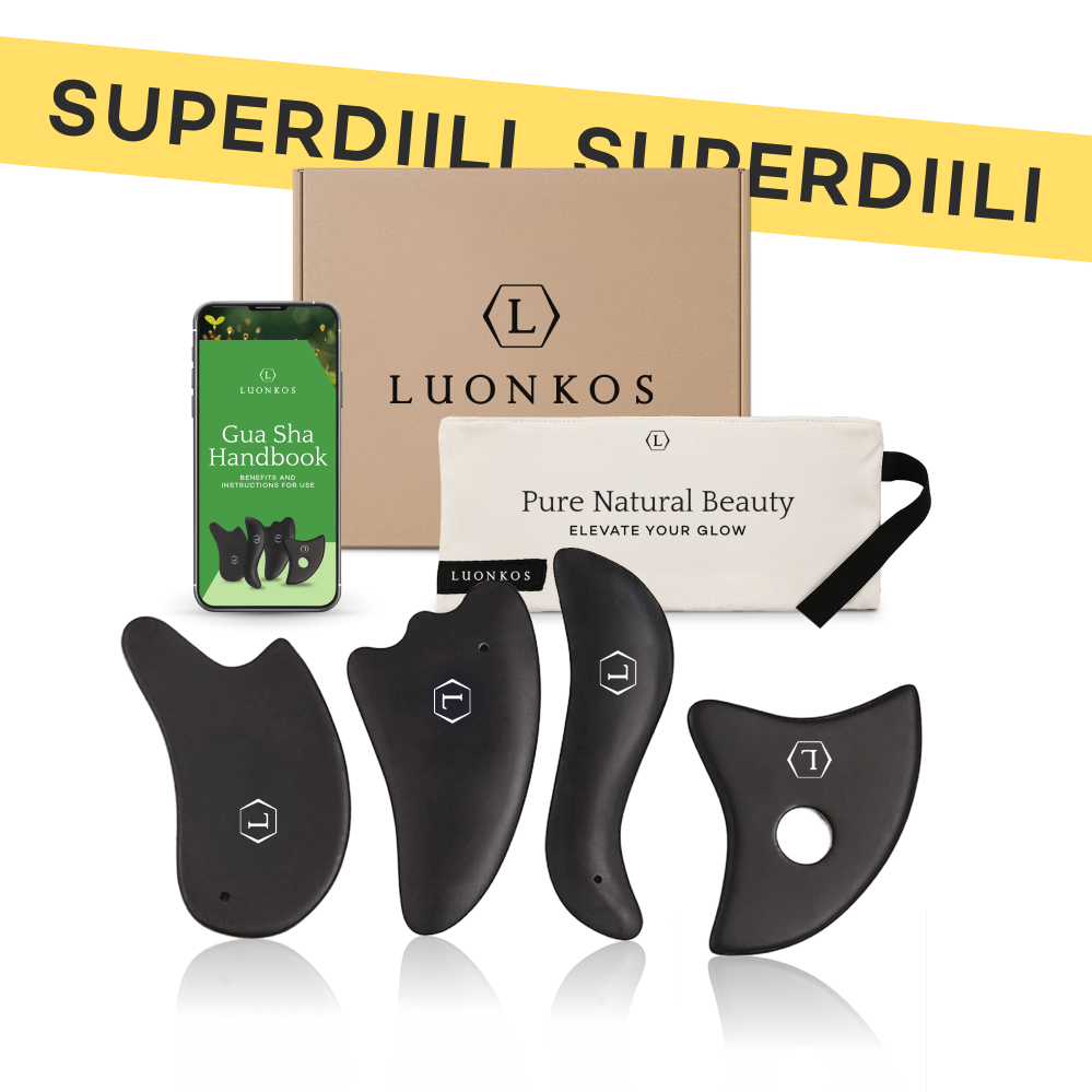 Gua Sha Bian hierontasetti kasvoille ja vartalolle - 4 kpl