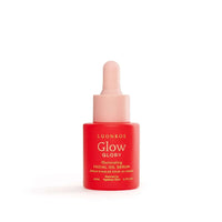 Luonkos Glory illuminating facial oil serum for aging skin in a 20ml red bottle with pink dropper cap