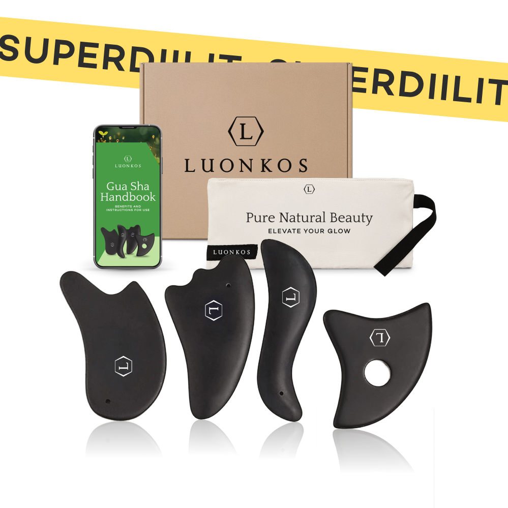 Gua Sha Bian hierontasetti kasvoille ja vartalolle - 4 kpl