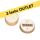 2-LAATU Loved white chocolate balm 10ml in small round container with outlet label