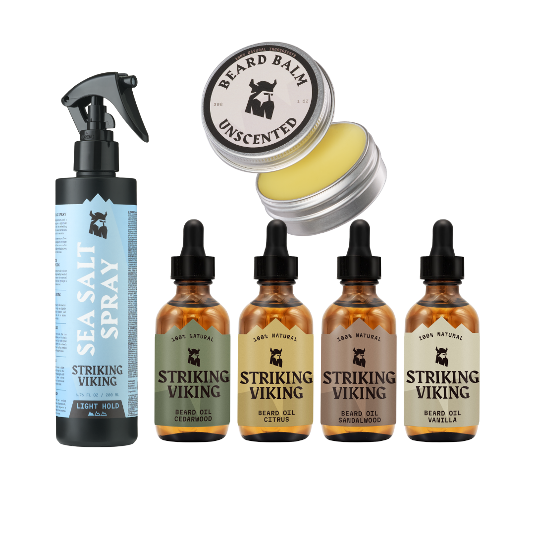 Striking Viking miesten grooming-setti – Sea Salt Spray, partabalmi ja partaöljyt useissa tuoksuissa