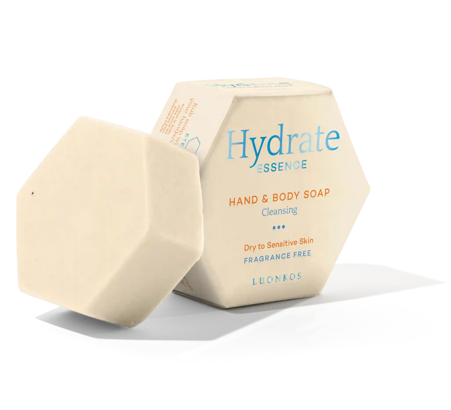 Luonkos Essence fragrance-free palasaippua for dry and sensitive skin, gentle hand and body soap with natural ingredients.