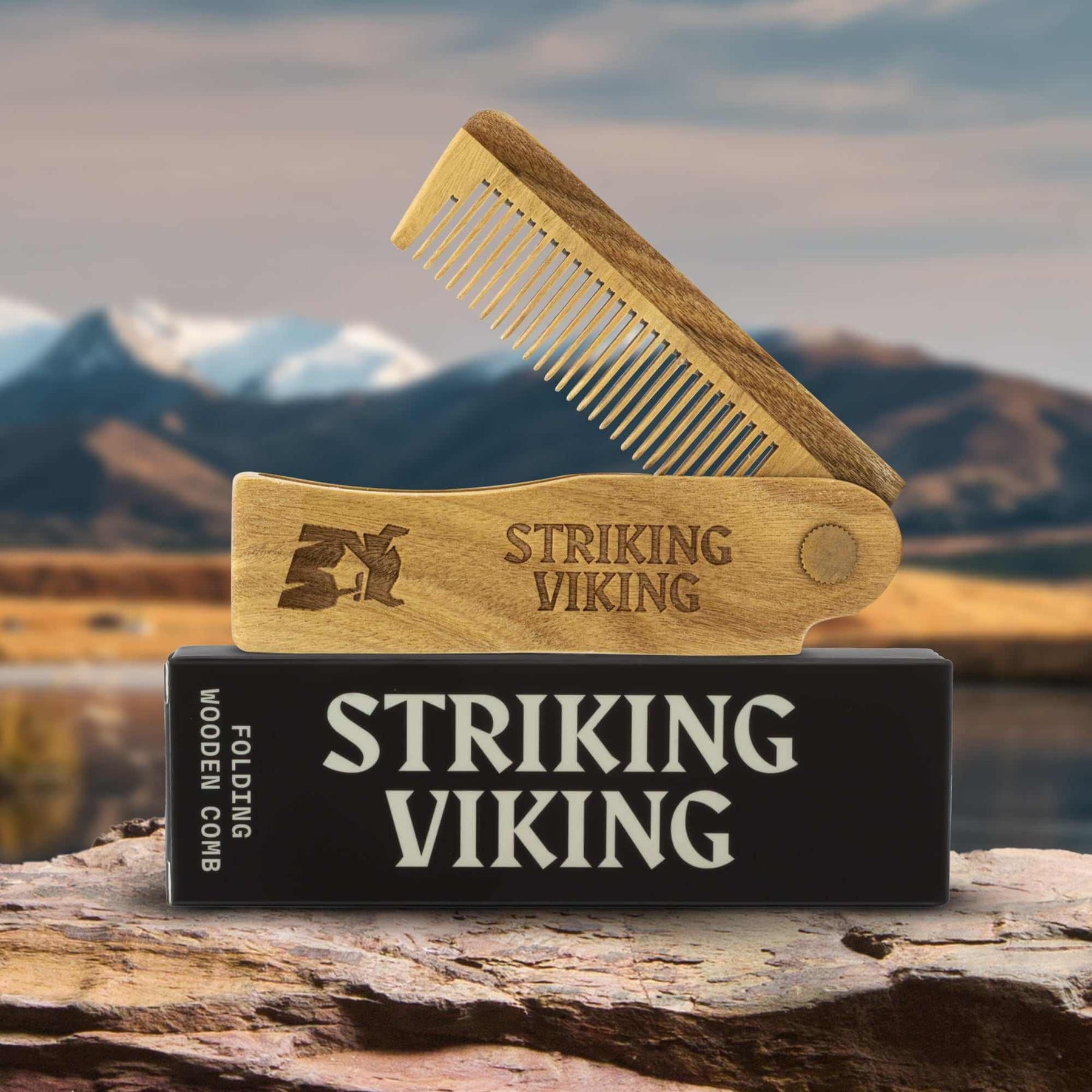 Striking Viking - taitettava puinen partakampa