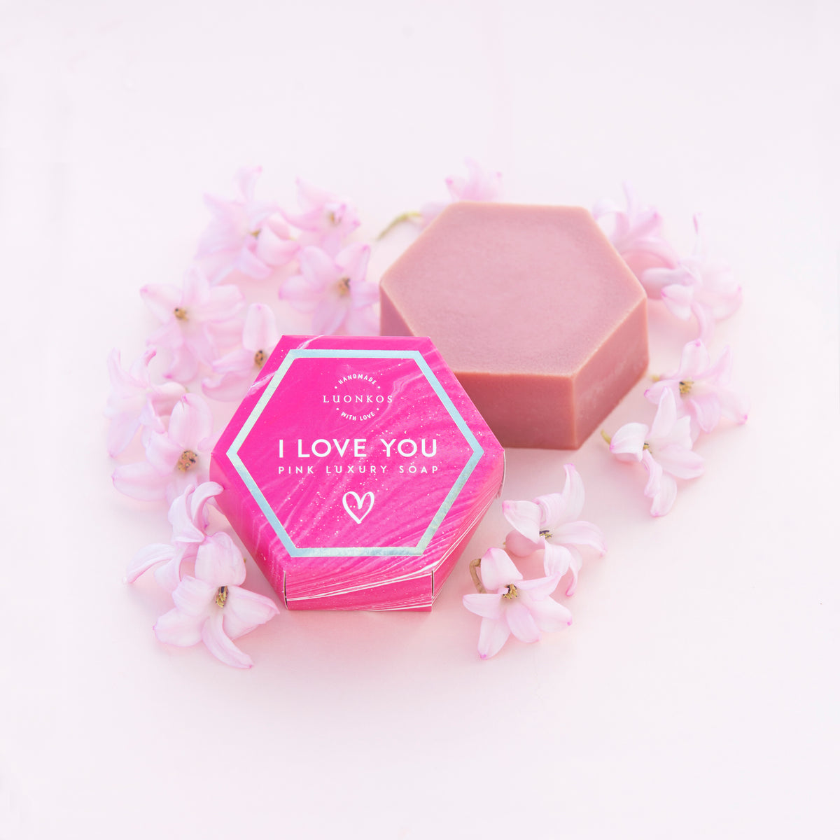 I Love You pink love soap